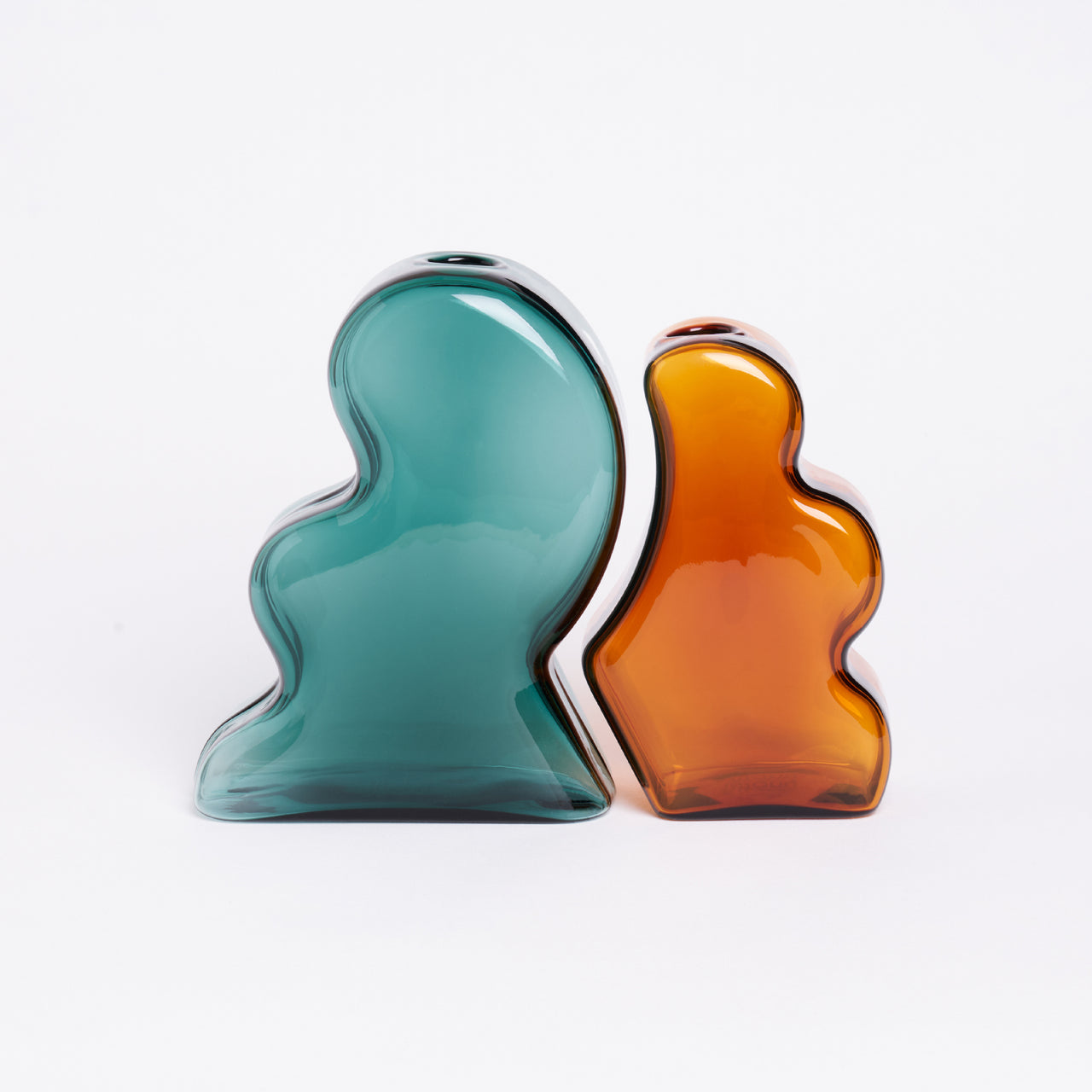 Interlocking Vase — Teal/Amber